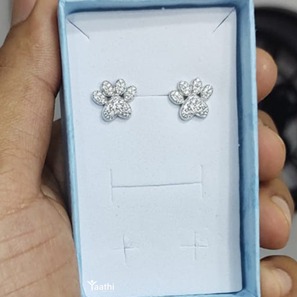 Cubic Zirconia Paw Print Stud