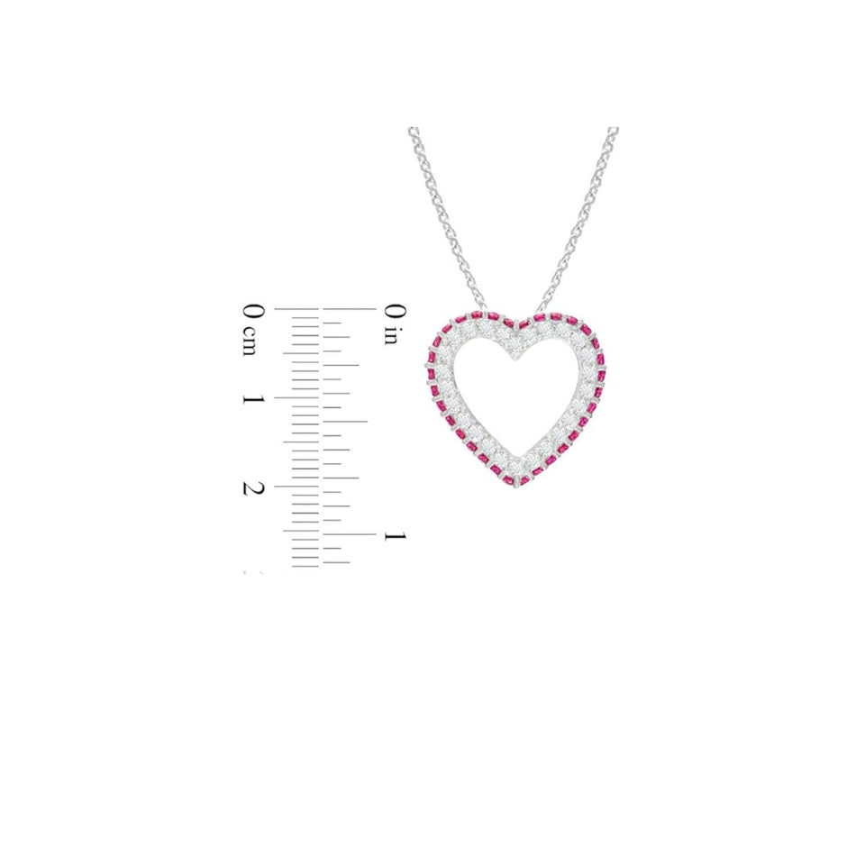 Pink Ruby Birthstone Heart Pendant Necklace