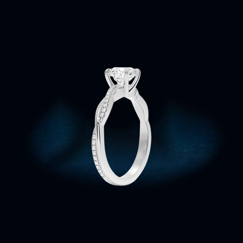 Round Shape Moissanite Twisted Ring