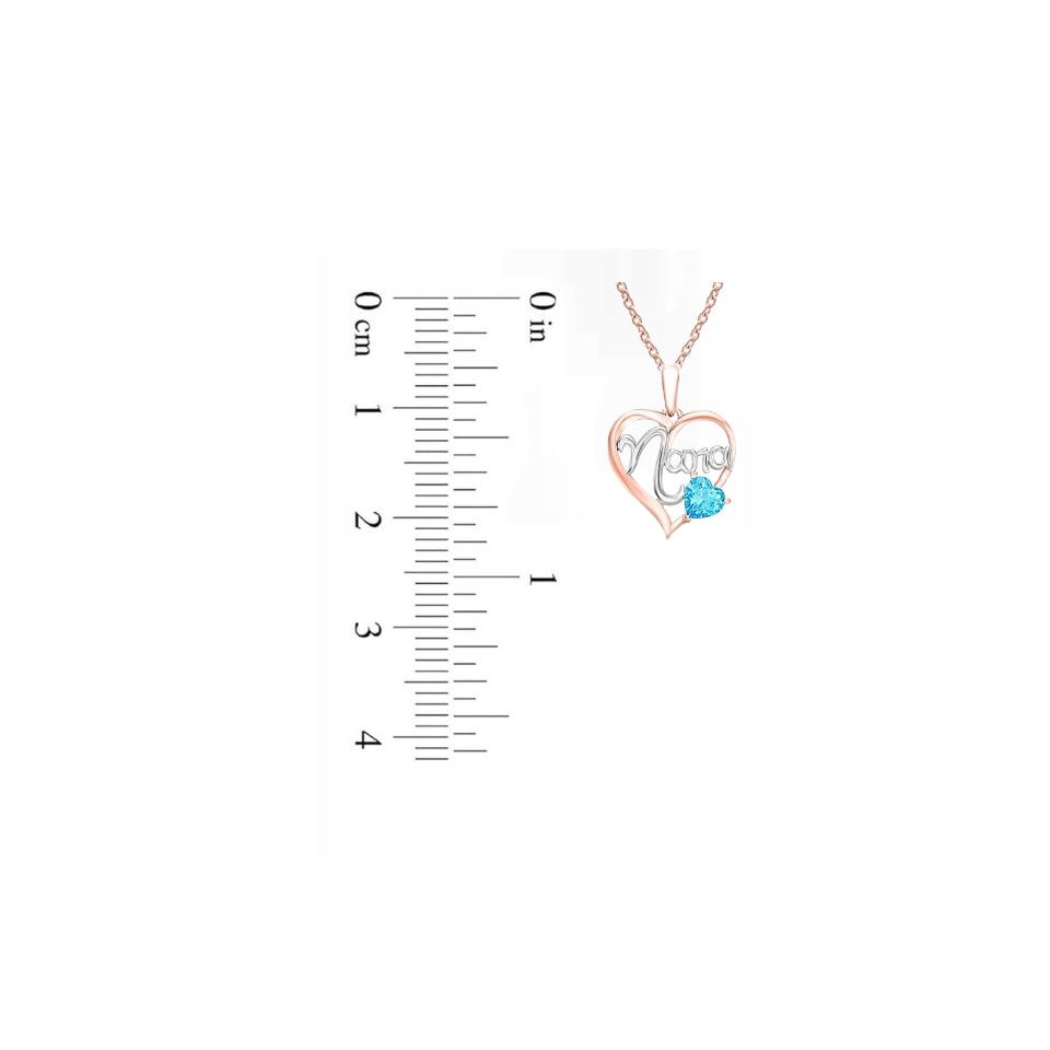 Blue Topaz Nana Love Heart Pendant Necklace