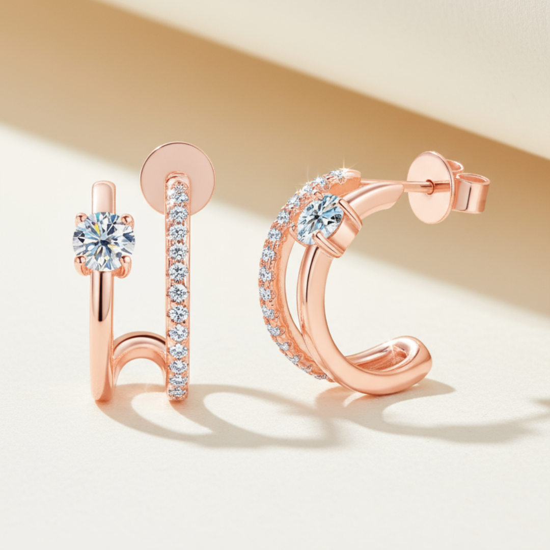 Moissanite Diamond Open Hoop Earrings