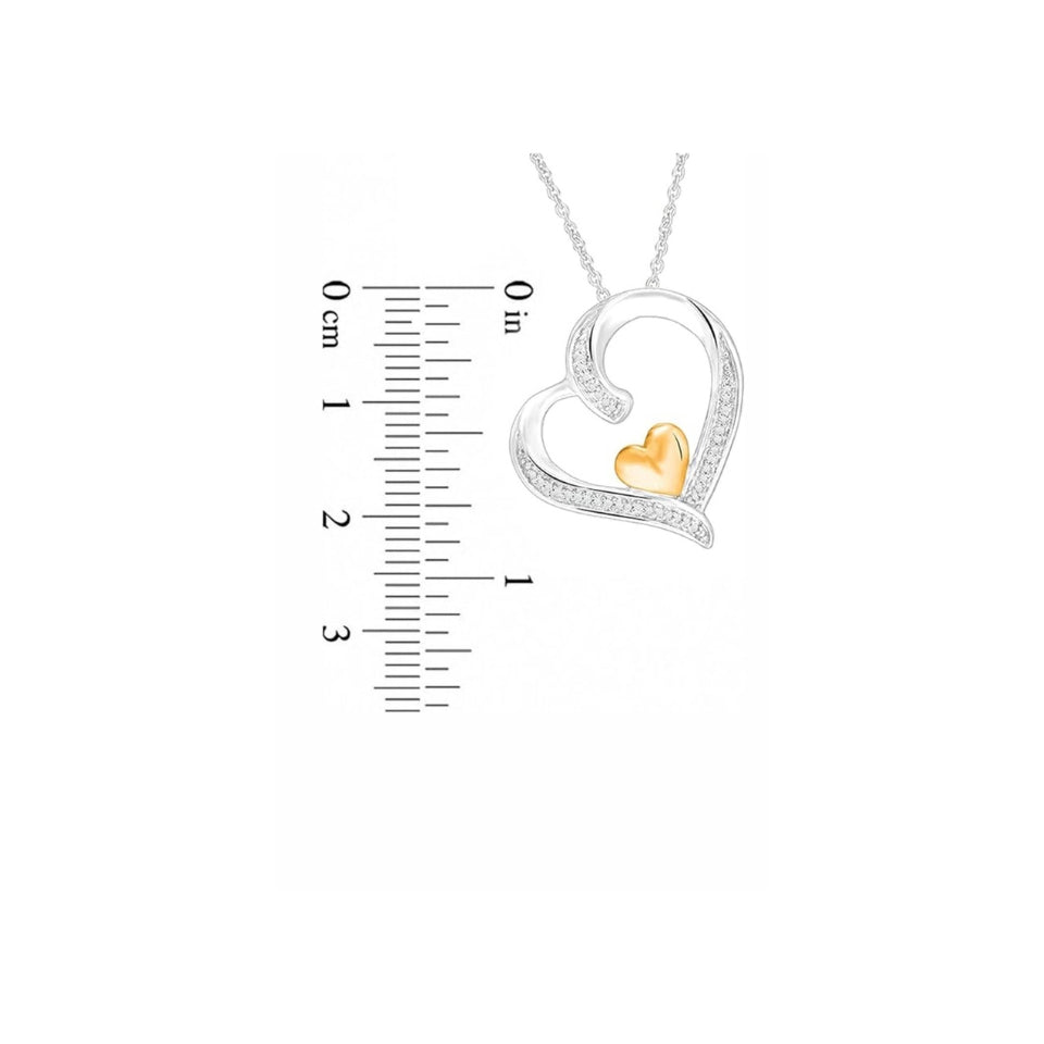Two Tone Heart Pendant Necklace