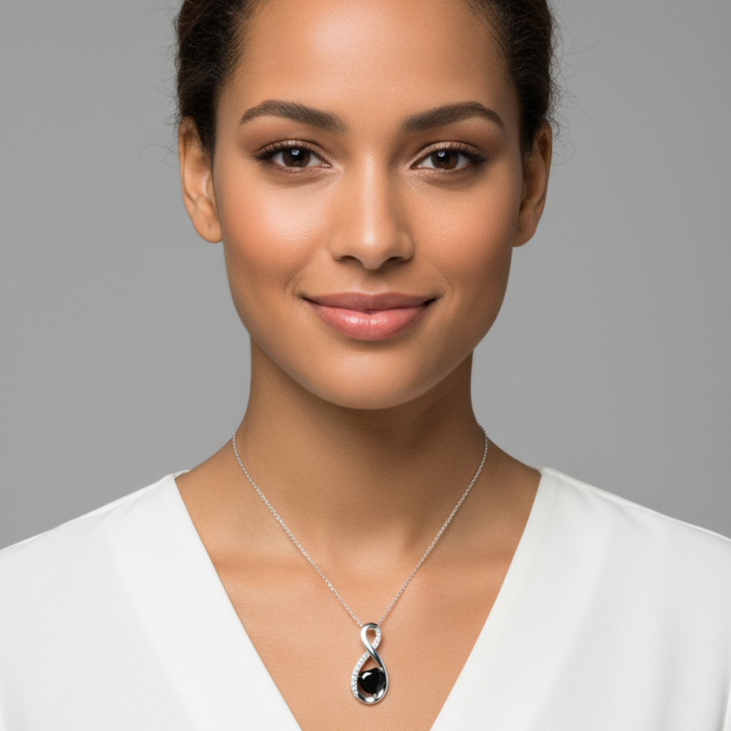Heart Shape Black Infinity Pendant Necklace