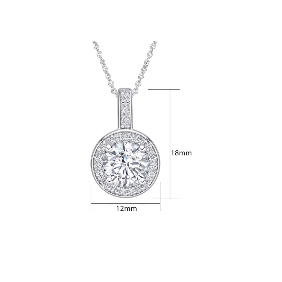 Round Halo Pendant Necklace