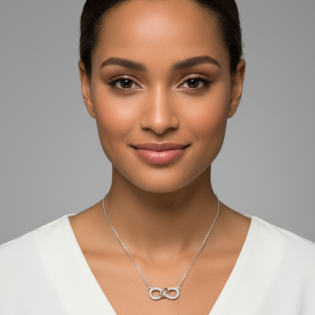 Sideways Infinity Heart Pendant Necklace