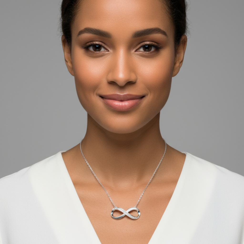 Moissanite Sideways Infinity Pendant Necklace