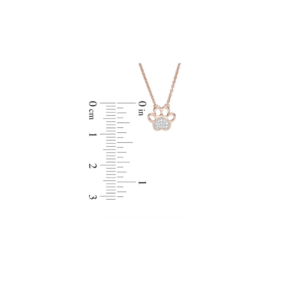 Accent Heart Paw Print Pendant Necklace