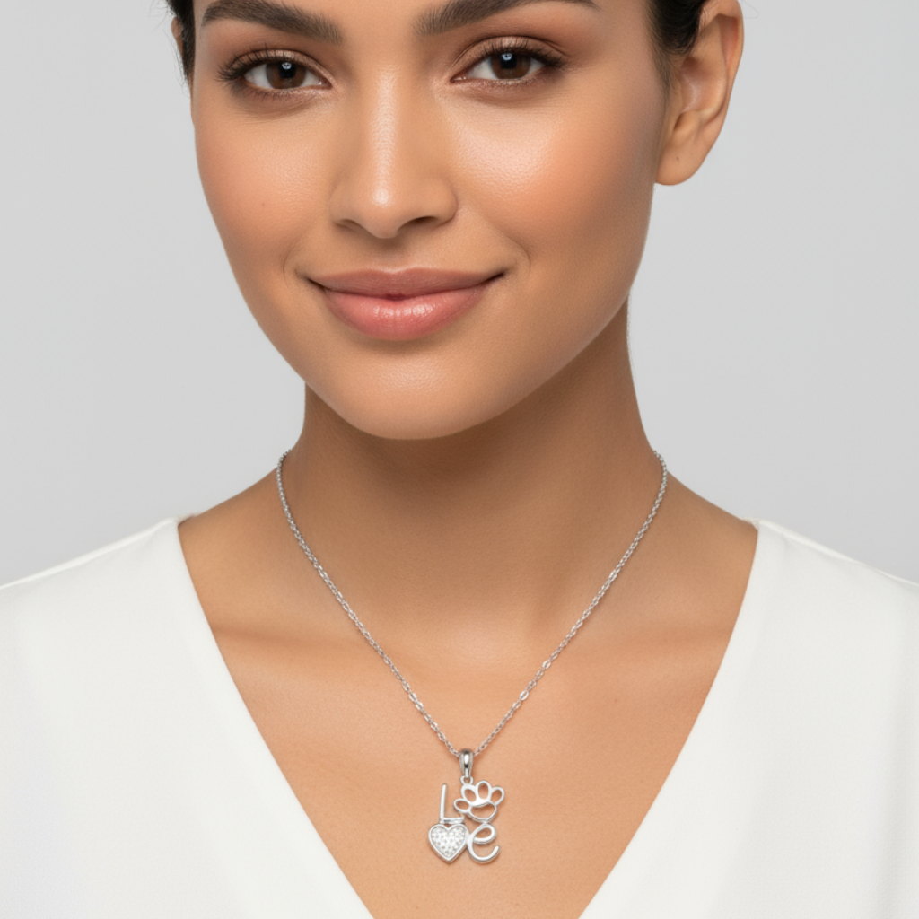 Love Paw Print Pendant Necklace
