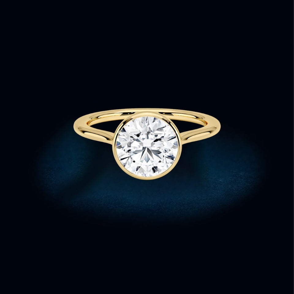 Round Bezel Setting Moissanite Ring