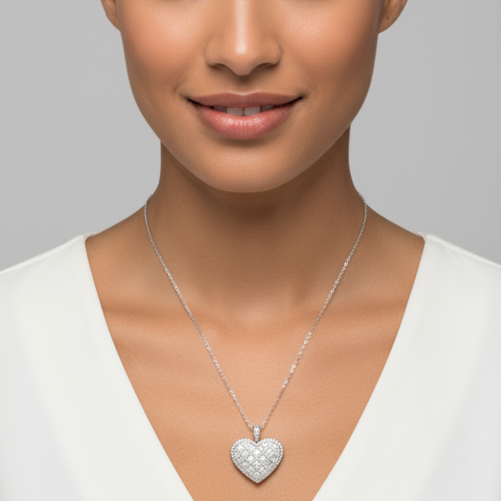 Basket Weave Heart Pendant Necklace