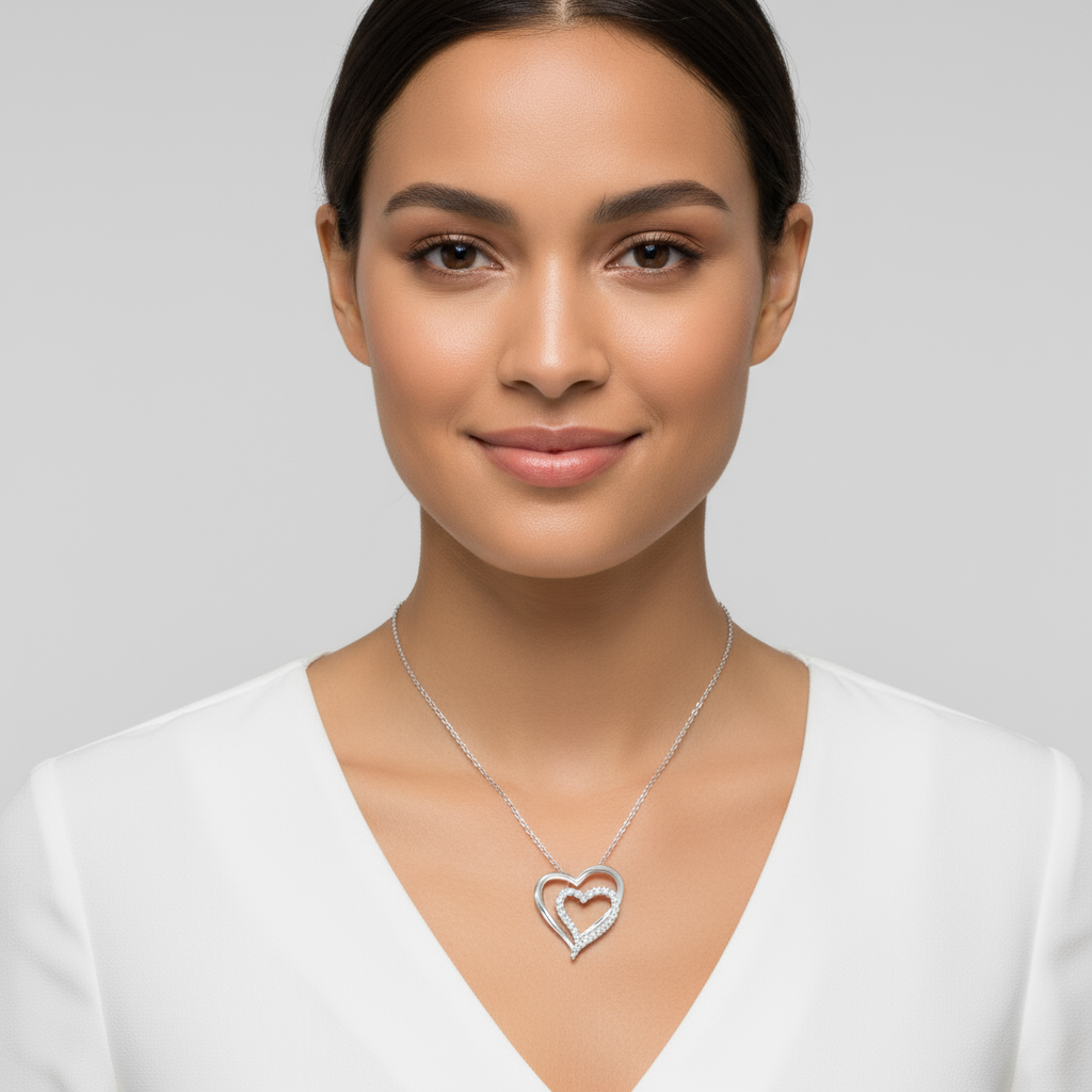 Double Heart Pendant Necklace