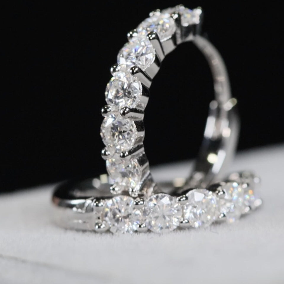Moissanite Diamond Huggie Hoop Earrings