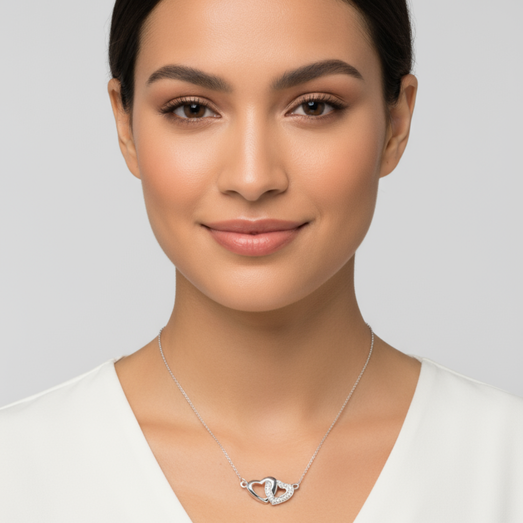 Double Love Heart Pendant Necklace