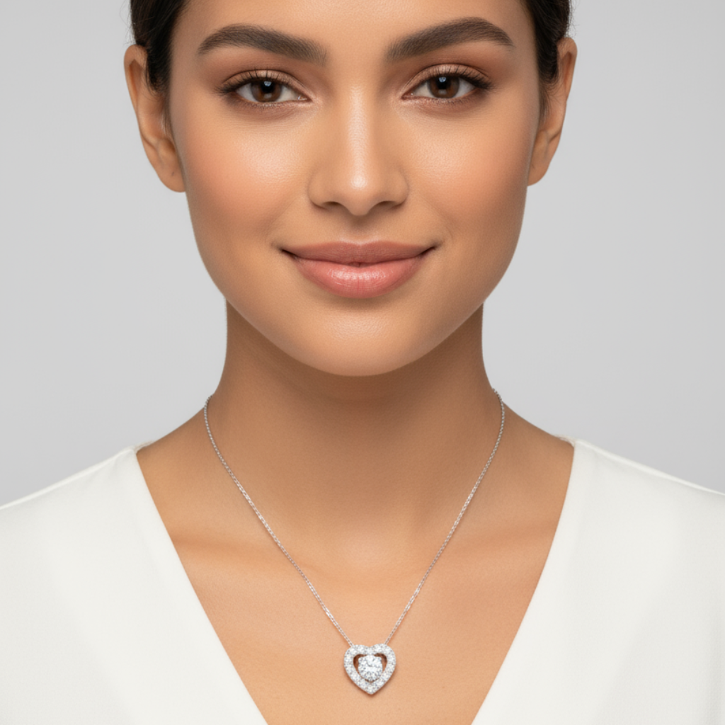 Halo Heart Pendant Necklace