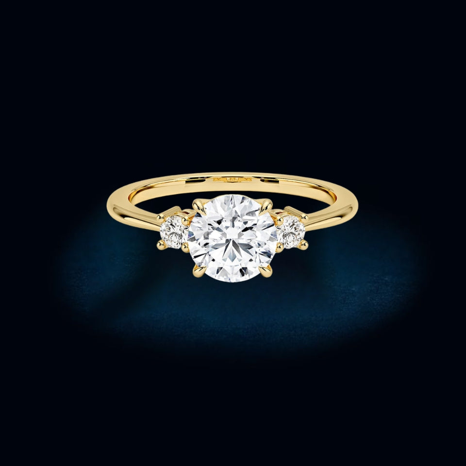 Round Moissanite Three Stone Engagement Ring