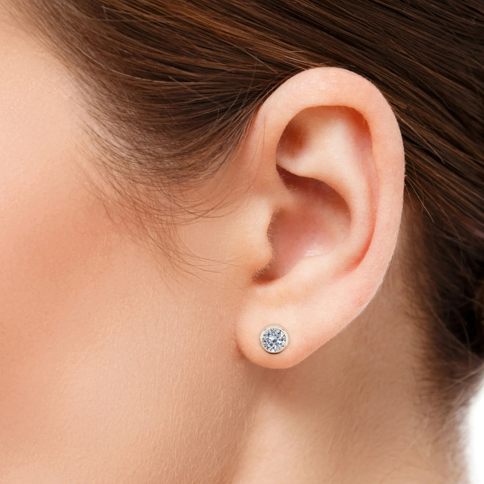 Classic Bezel Moissanite Diamond Stud