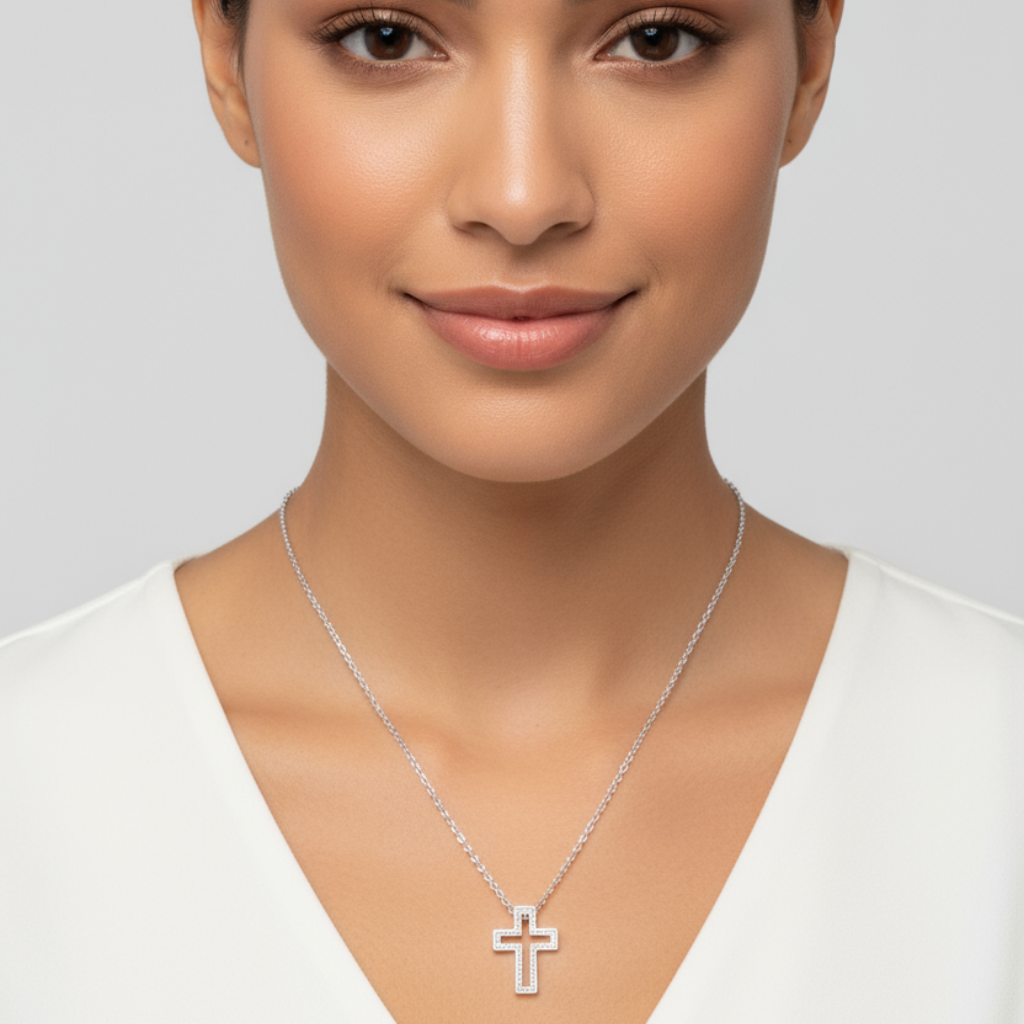 Cross Outline Pendant Necklace