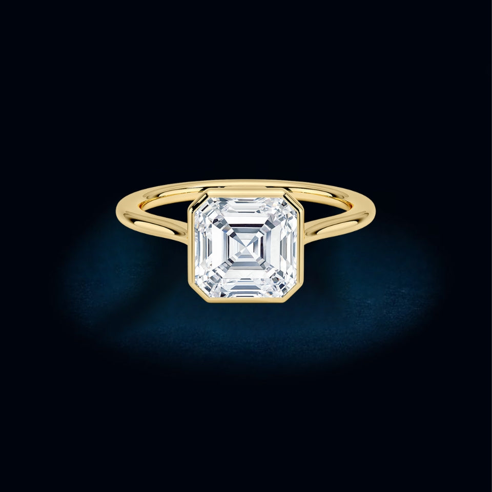 Asscher Bezel Moissanite Ring