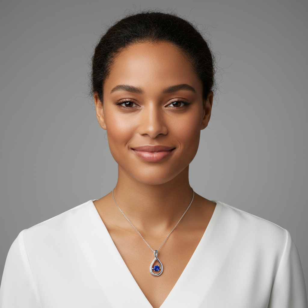 Blue and White Sapphire Infinity Pendant Necklace