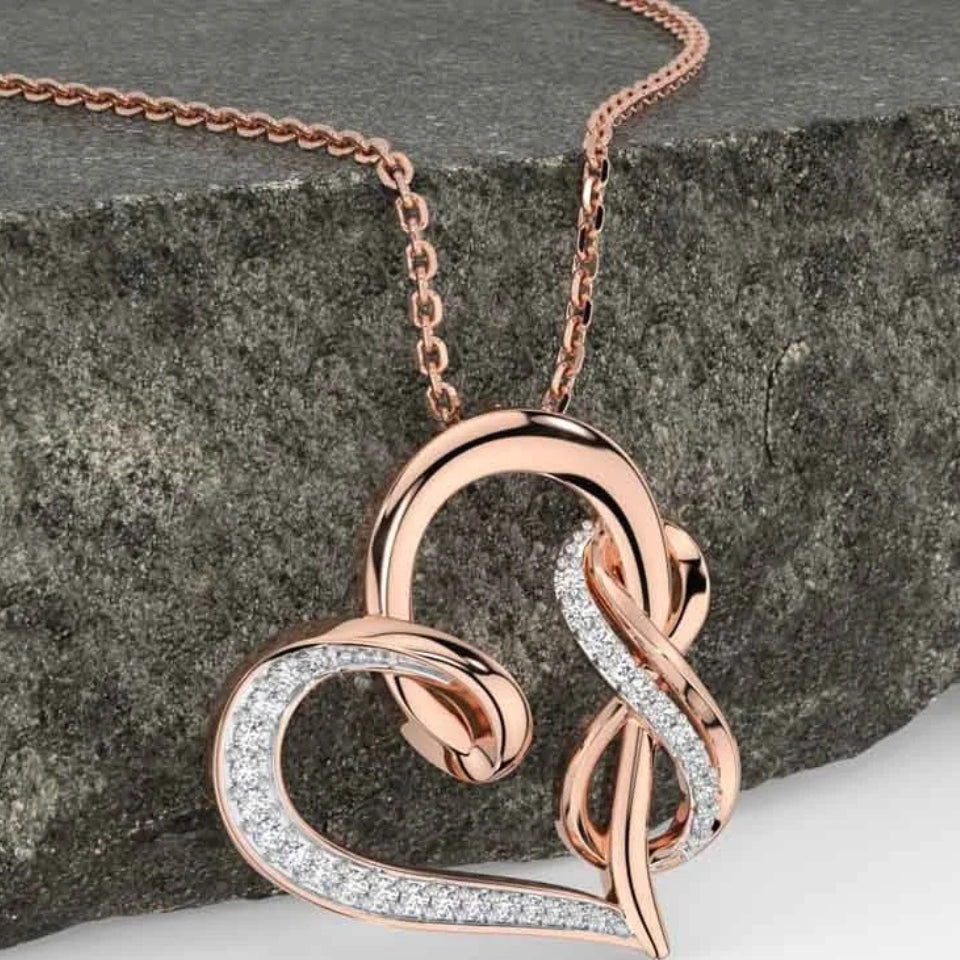 Swirl Infinity Heart Pendant Necklace
