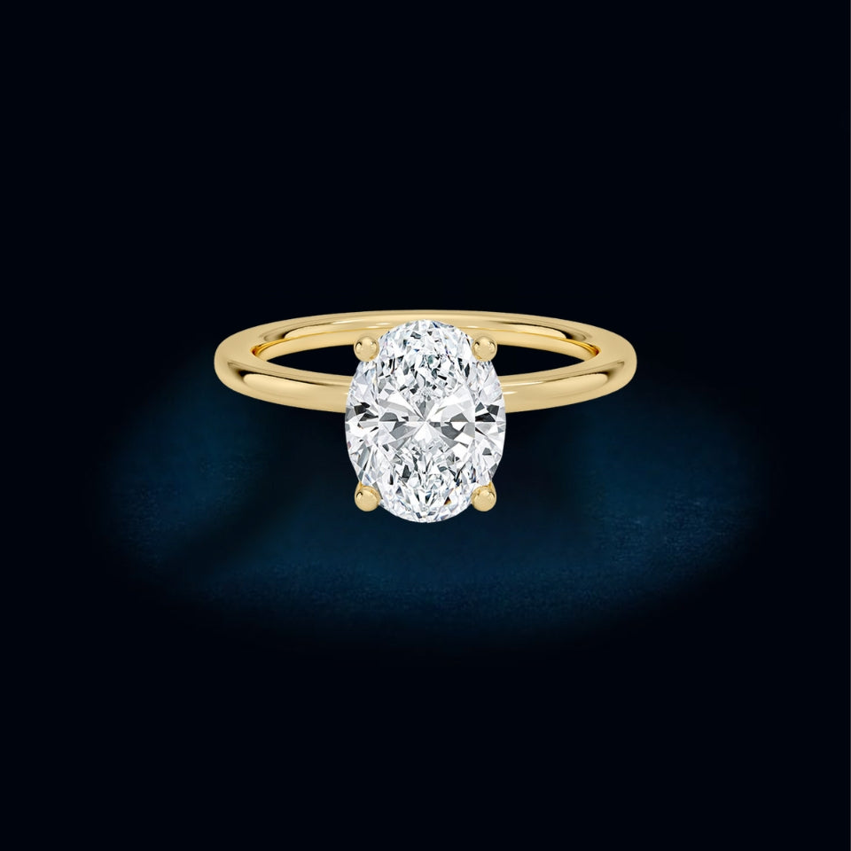 Oval Hidden Halo Moissanite Ring