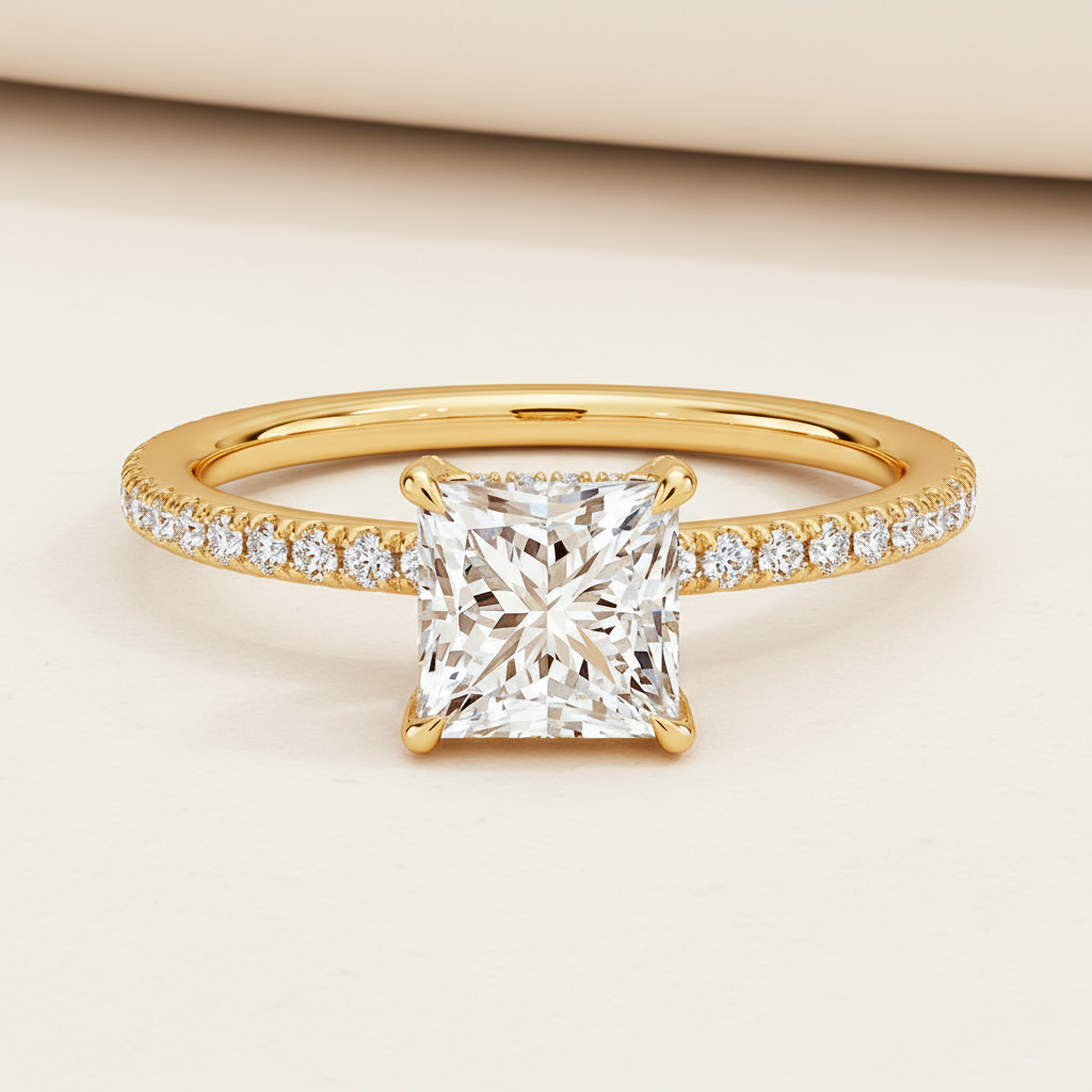 Princess Moissanite Diamond Ring