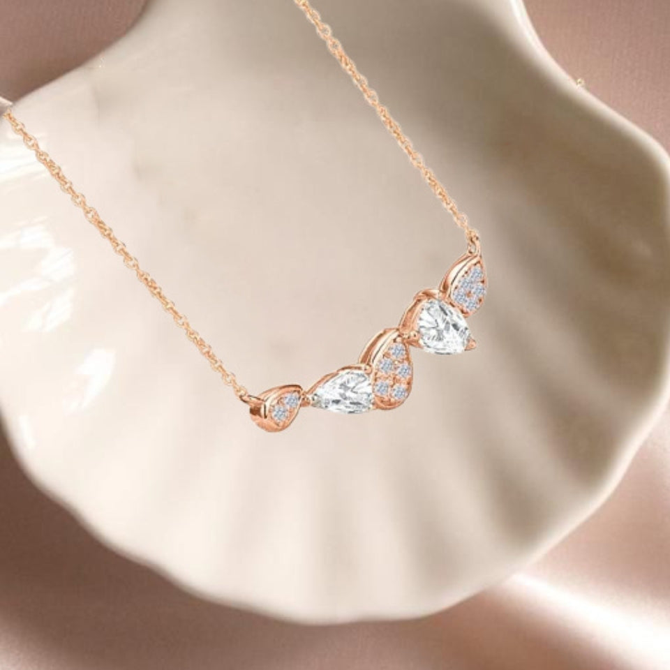 Pear Shape Cluster Pendant Necklace