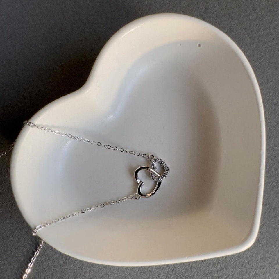 Double Love Heart Pendant Necklace