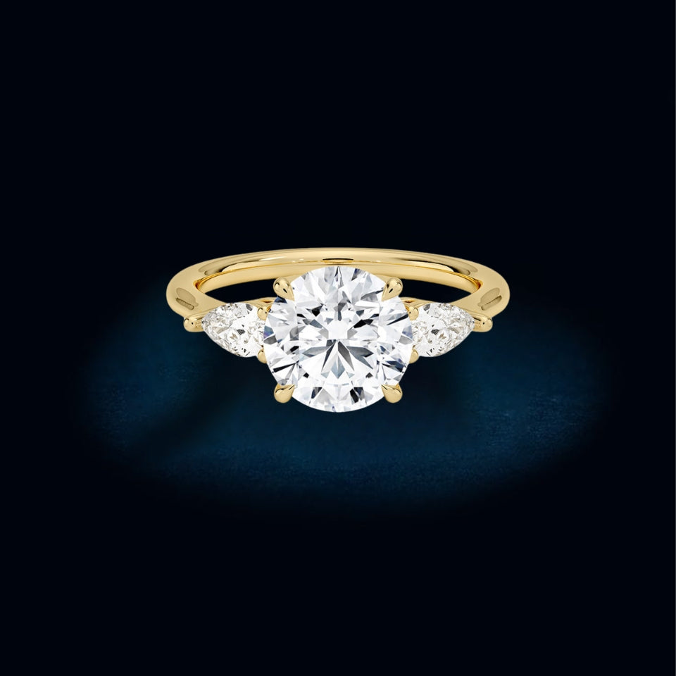 Moissanite Round Cut Three Stone Ring