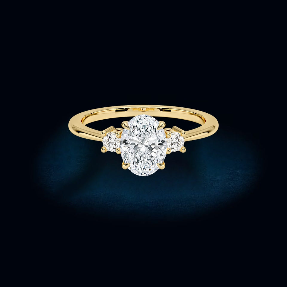Oval Moissanite Three-Stone Engagement Ring