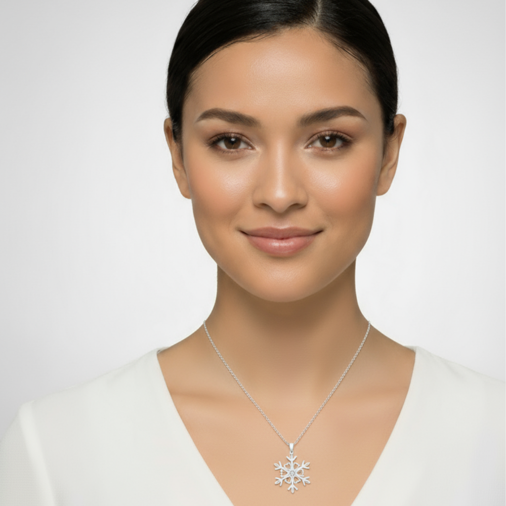Heart Snowflake Pendant Necklace