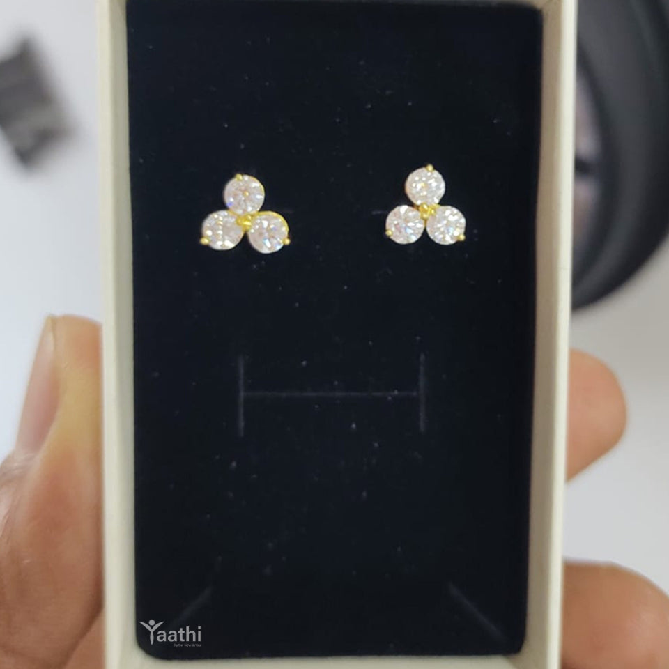 Moissanite Trio Stone Trinity Stud