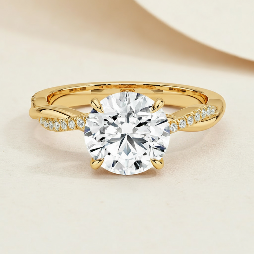 Round Twisted Moissanite Diamond Ring