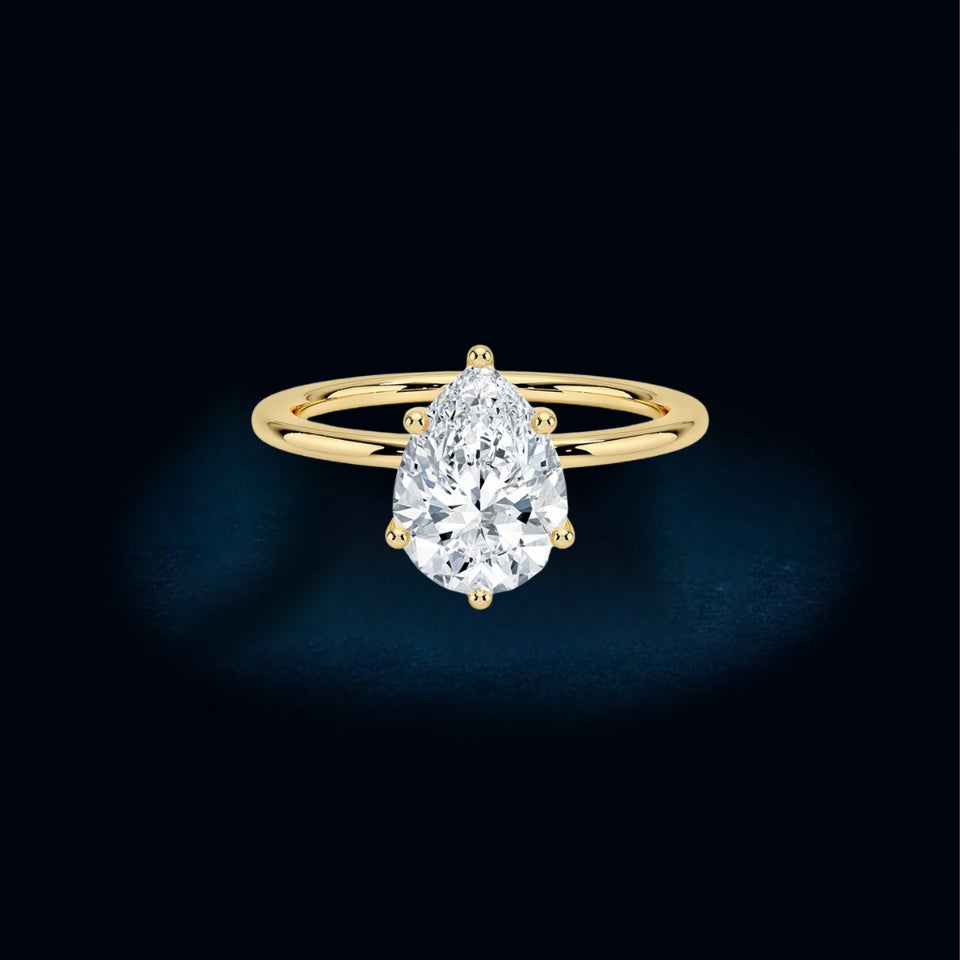 Hidden Halo Pear Shape Moissanite Ring