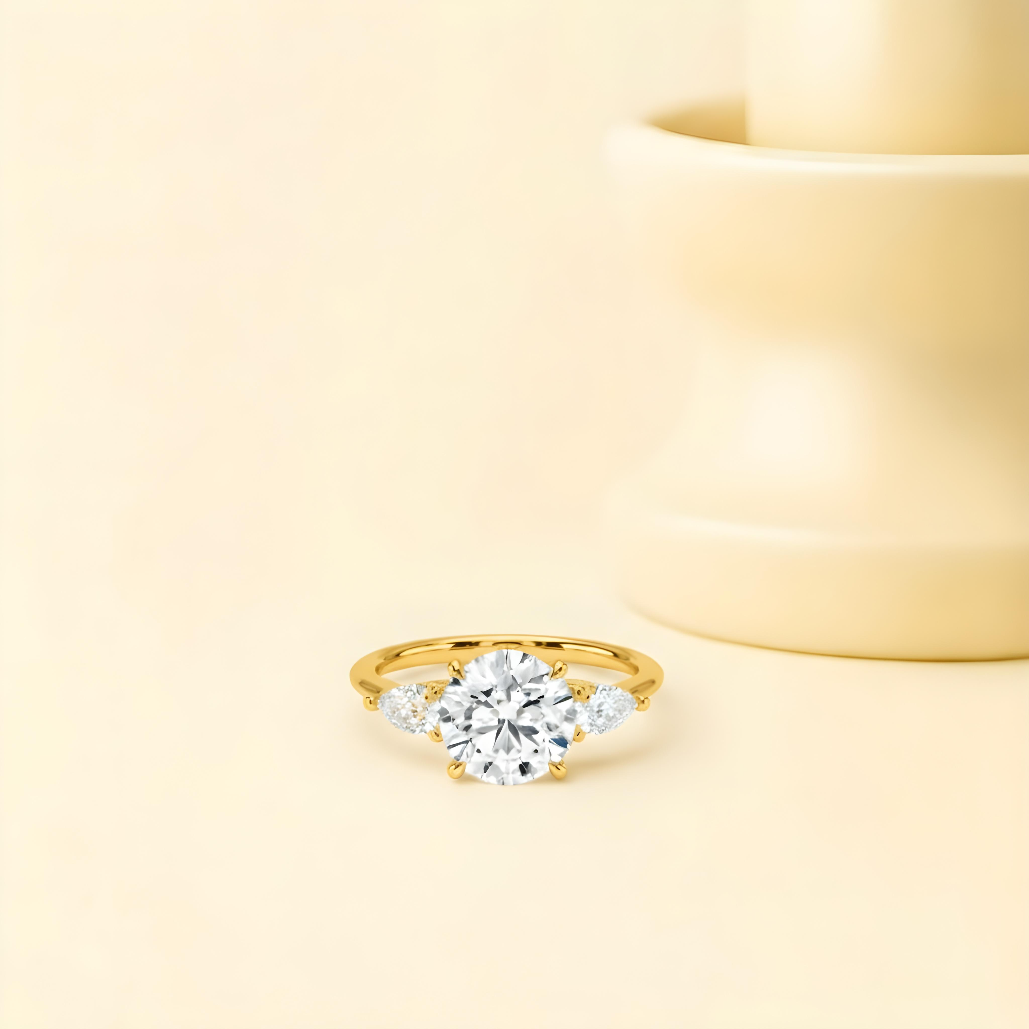 Moissanite Round Cut Three Stone Ring