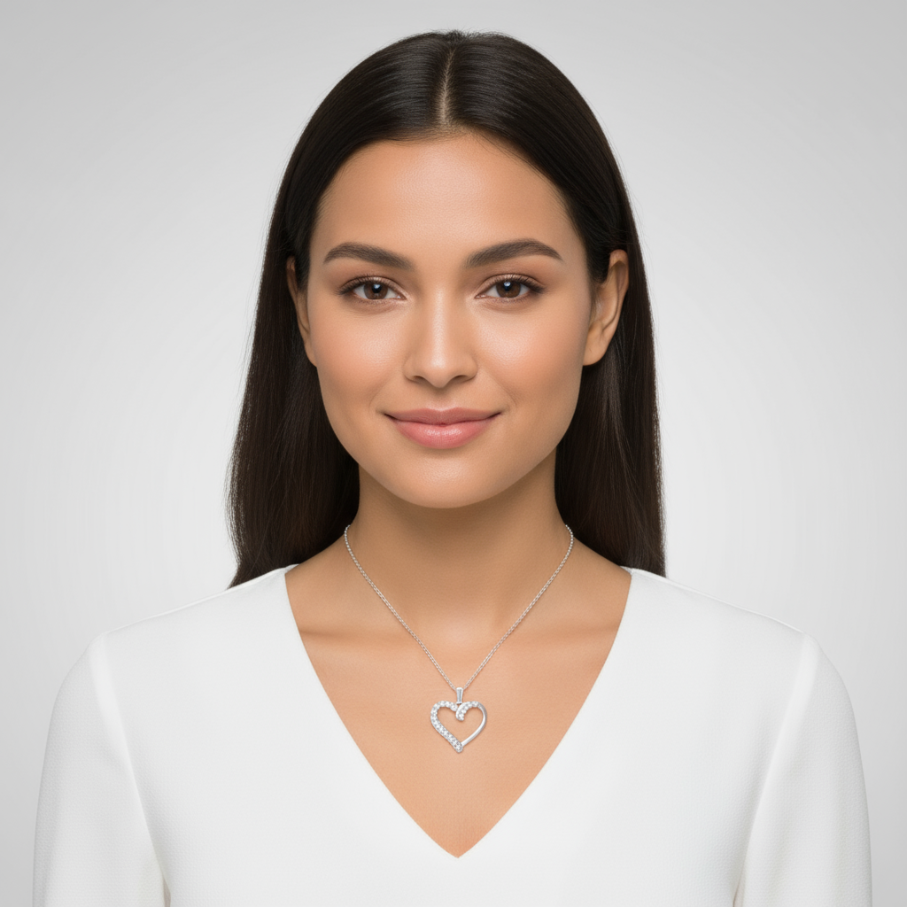 Moissanite Diamond Heart Pendant Necklace