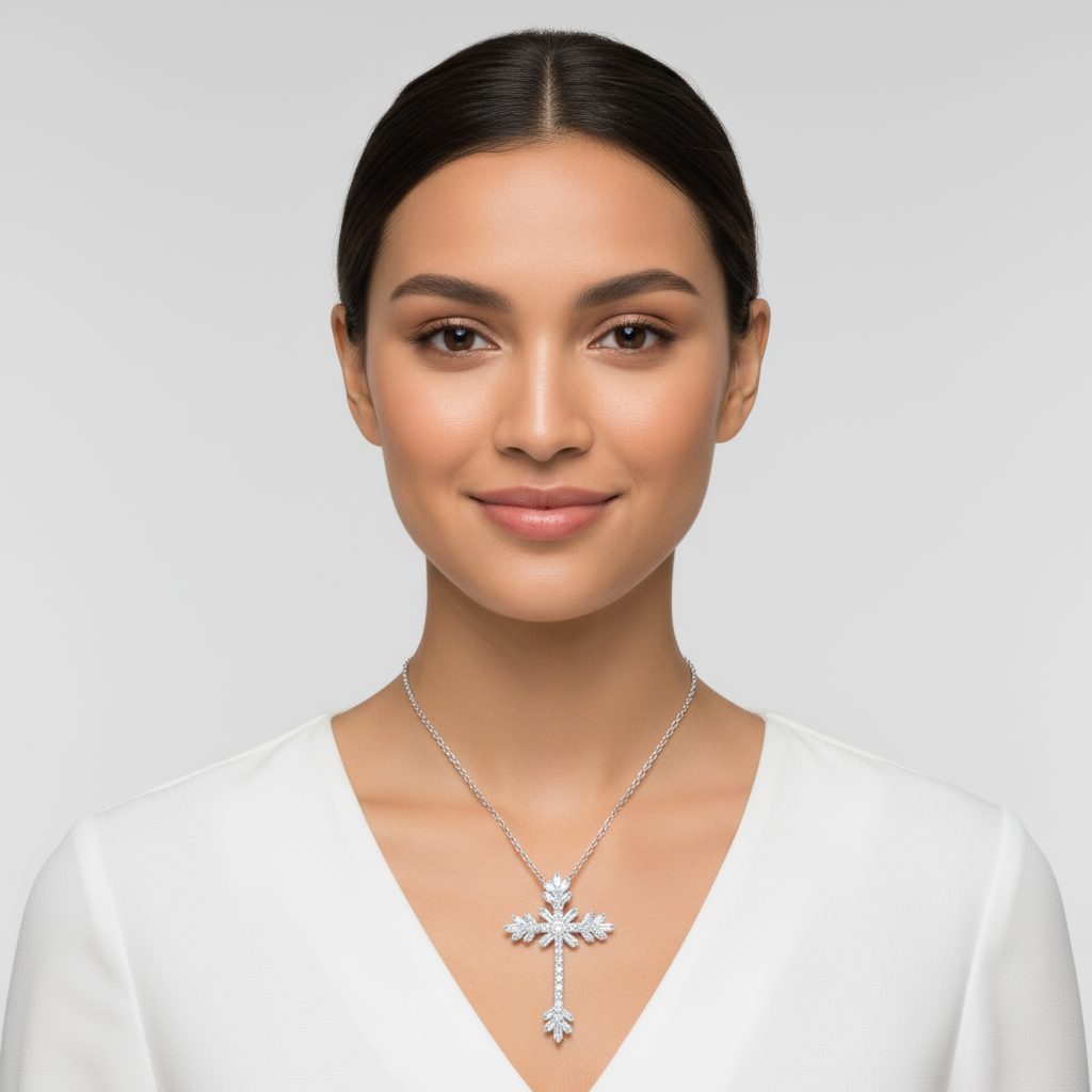 Baguette Cross Pendant Necklace