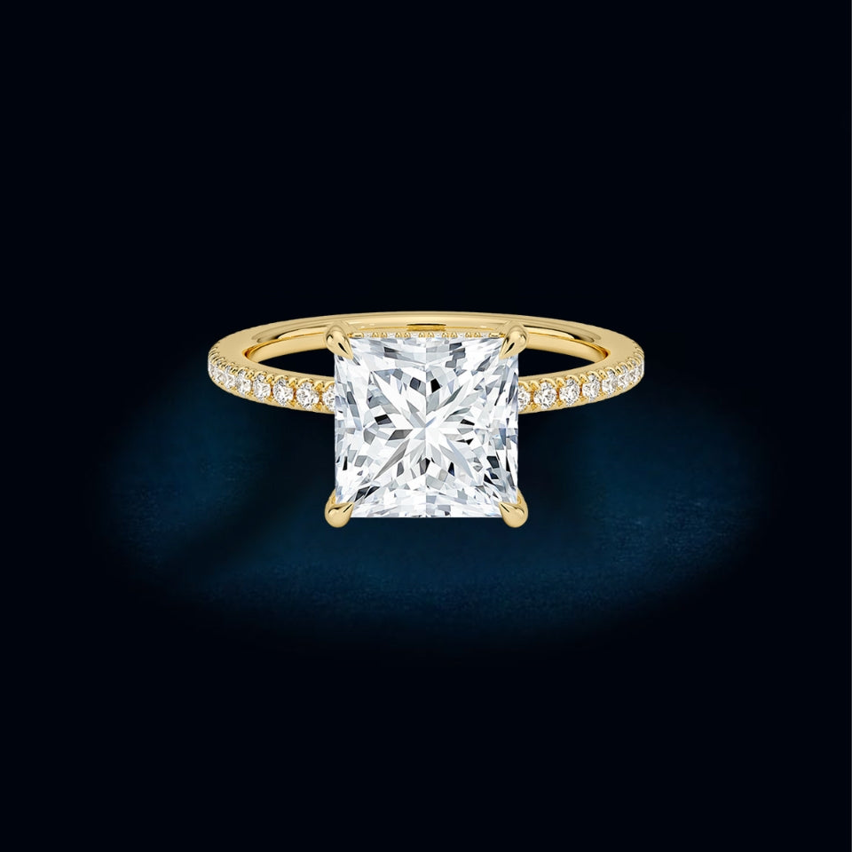 Princess Moissanite Pave Ring