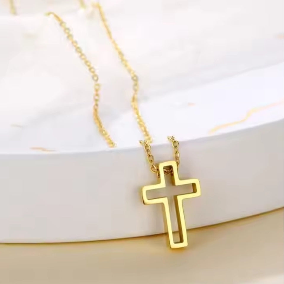 Cross Outline Pendant Necklace