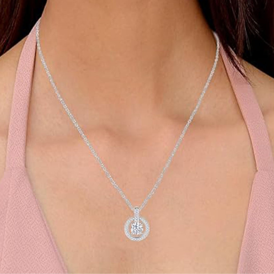 Dazzling Halo Solitaire Pendant Necklace