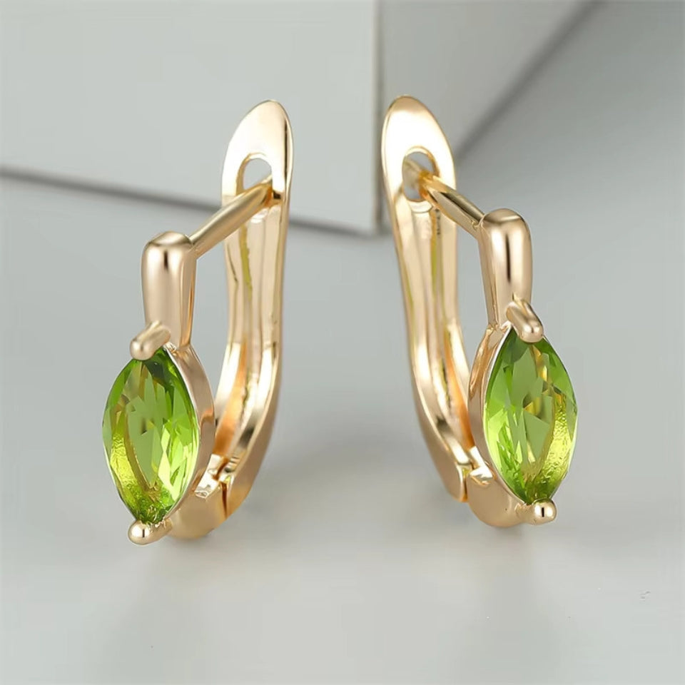 Marquise Gemstone Hoop Huggie Earrings