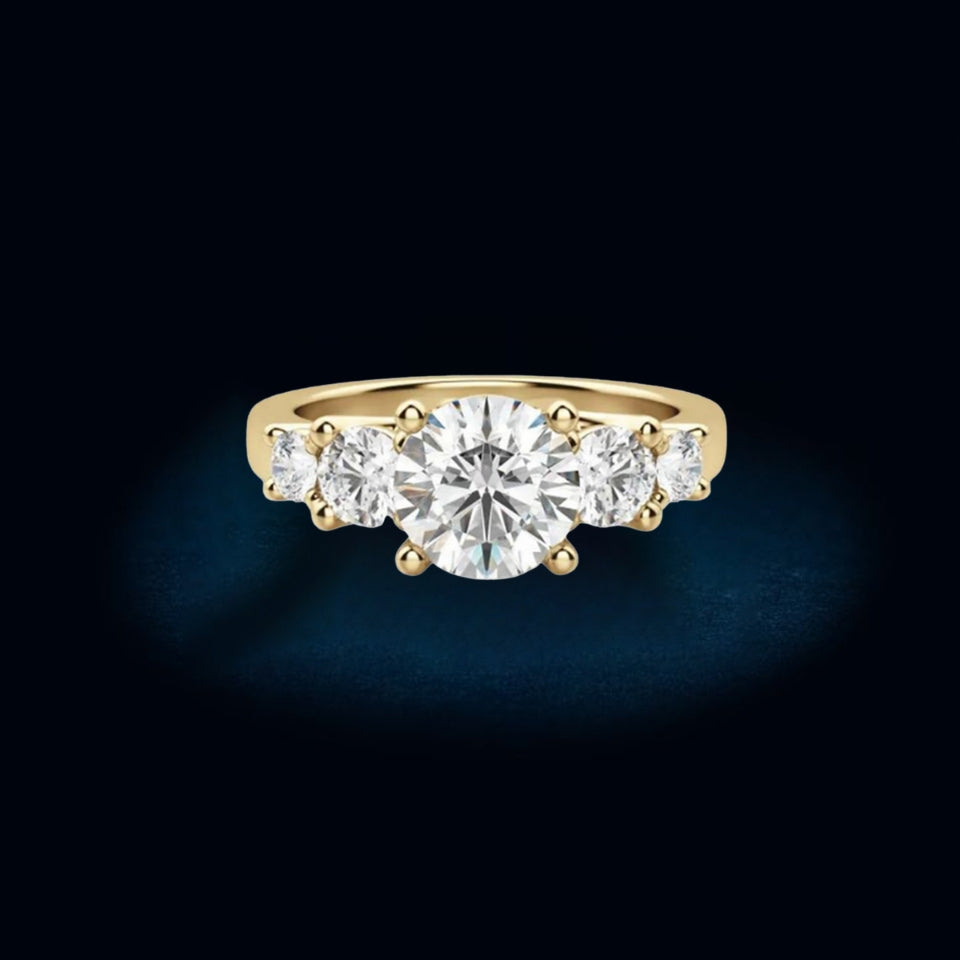 Round Moissanite Five Stone Engagement Ring