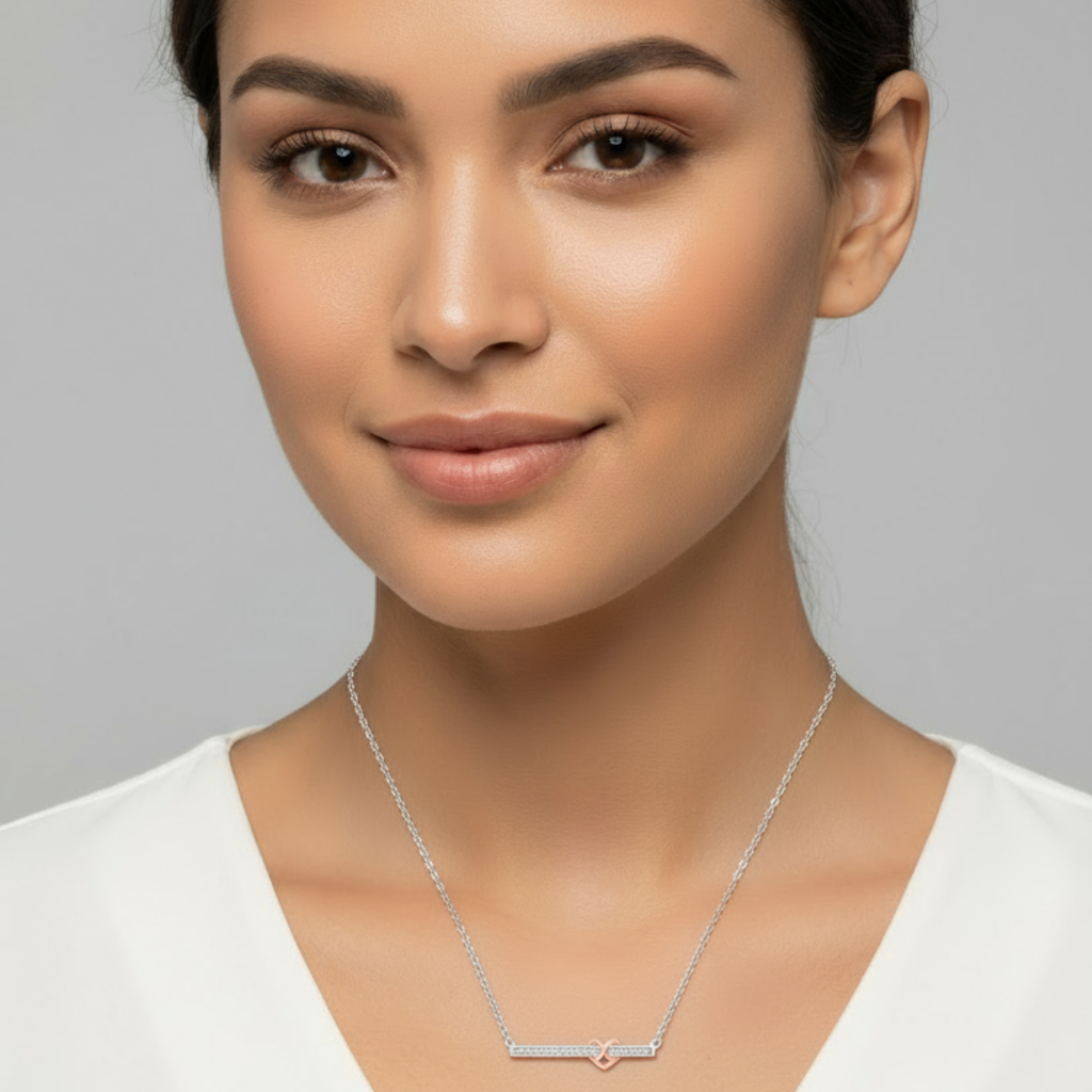 Infinity Heart Bar Pendant Necklace