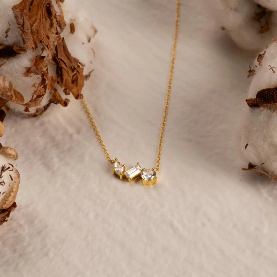 Cubic Zirconia Multi Shape Pendant Necklace