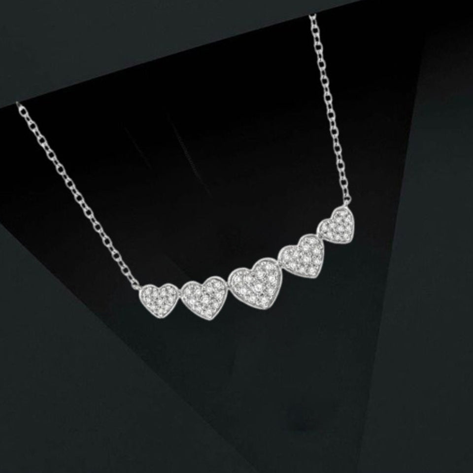 Five Heart Bar Pendant Necklace