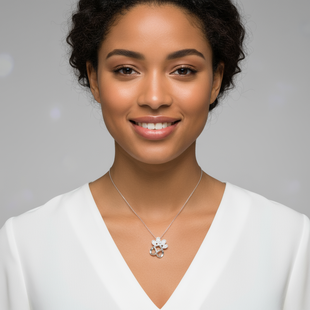 Infinity Paw Print Pendant Necklace