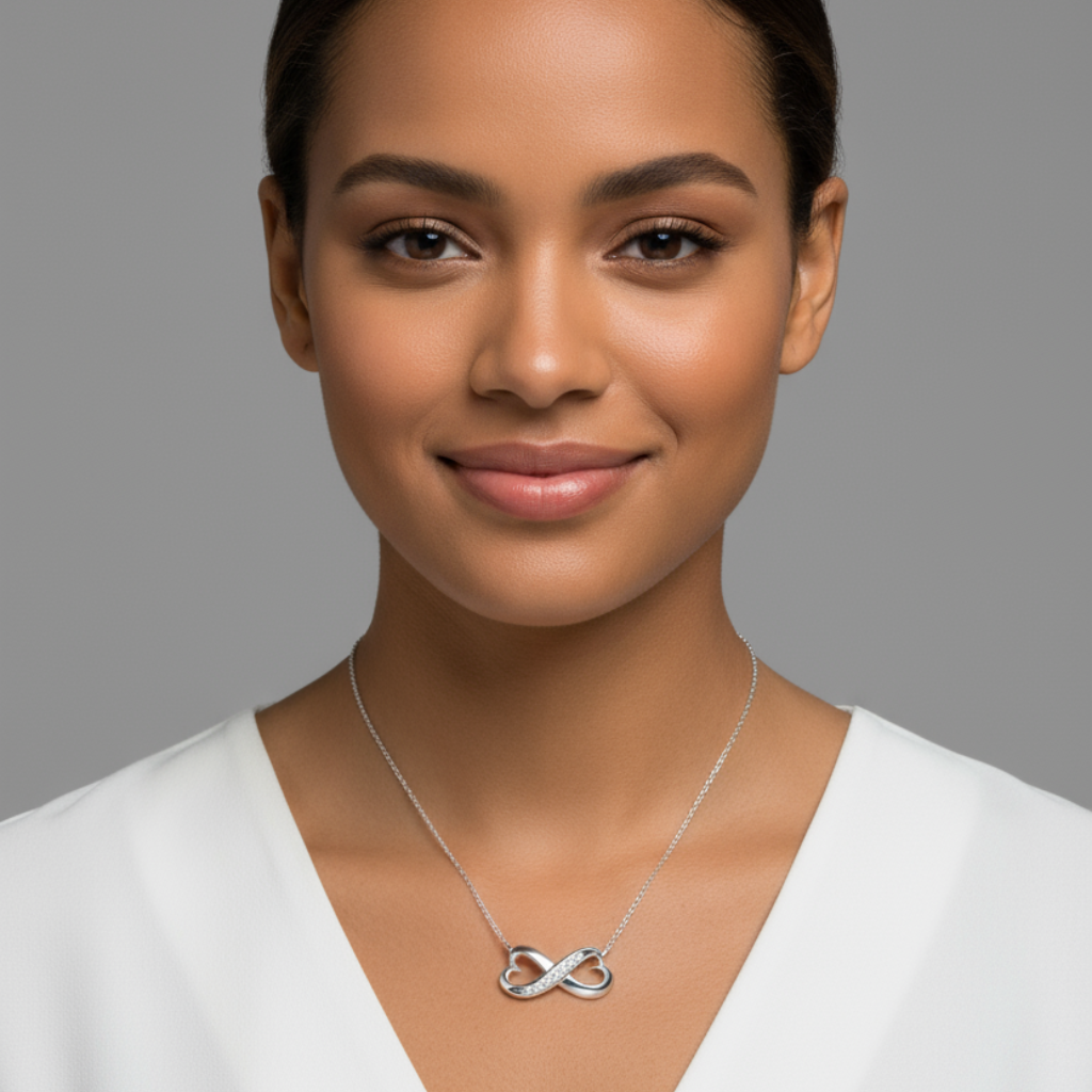 Sideways Heart Shape Infinity Pendant Necklace