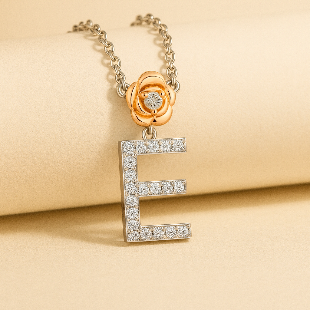 Alphabet Flower Pendant Necklace