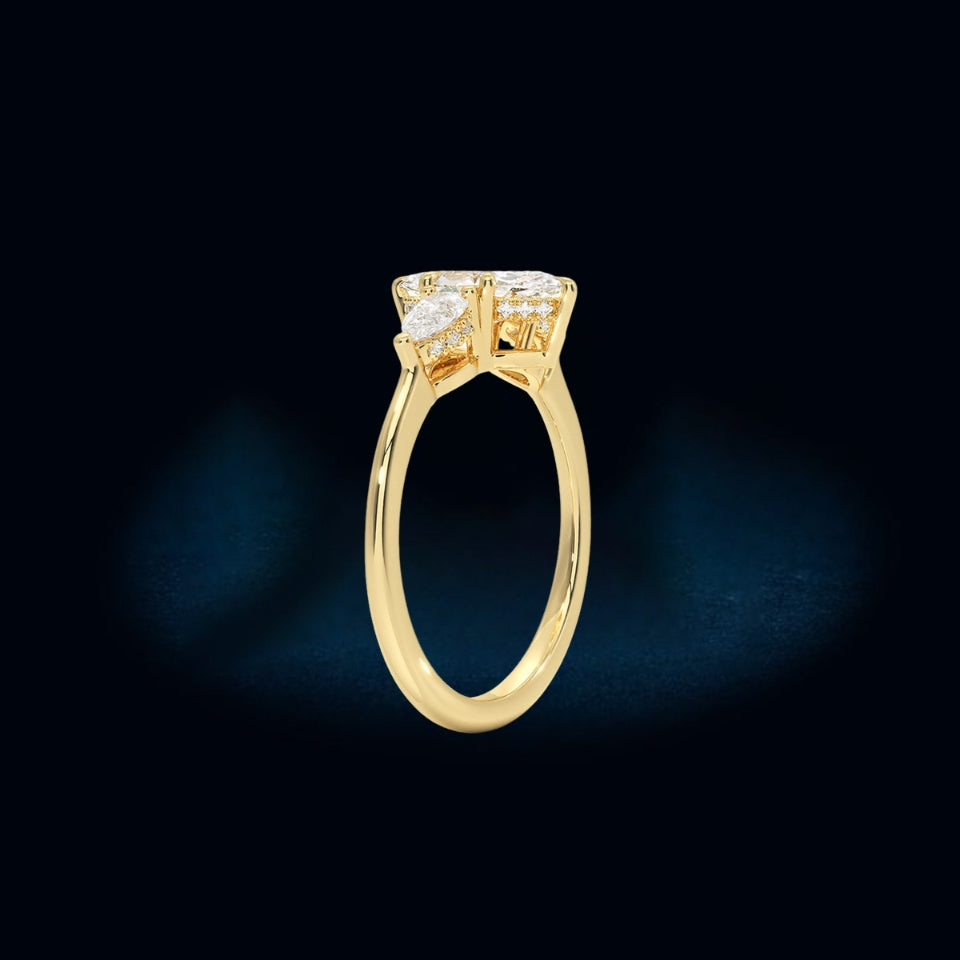 Pear And Marquise Shape Moissanite Three Stone Ring