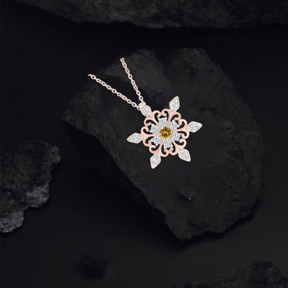 Birthday Snowflake Pendant Necklace